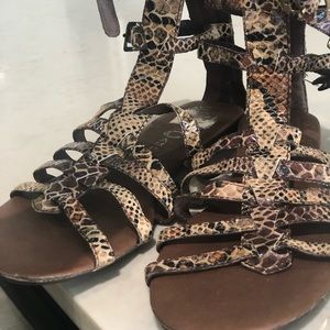 “Snake skin” gladiator sandal